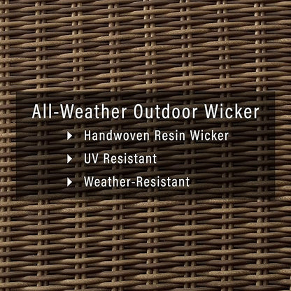 Crosley Furniture Bradenton 3-Piece Outdoor Sofa Patio Furniture Set, Wicker Conversation Sets for Porch, Brown with Sangria Cushions
