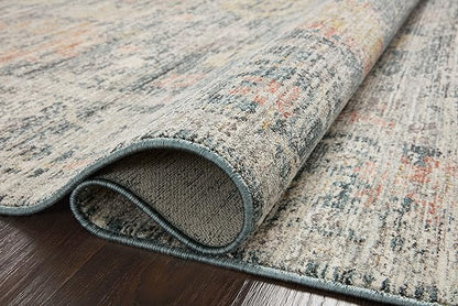 Loloi Magnolia Home by Joanna Gaines Millie Collection MIE-01 Blue/Multi 5'-3" x 5'-3", .25" Pile Height, Round Area Rug
