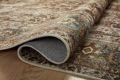 Loloi Magnolia Home by Joanna Gaines Sinclair Collection SIN-01 Rust/Lagoon 3'-6" x 5'-6", .25" Pile Height, Machine Washable, Accent Rug