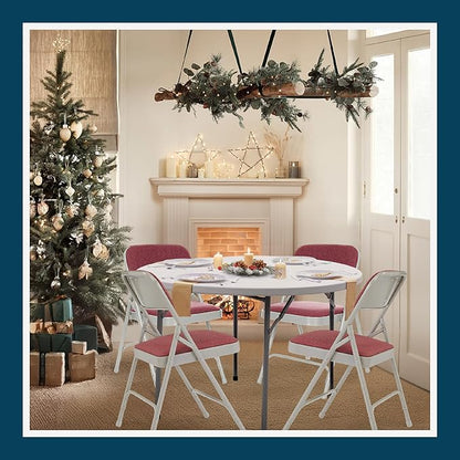 OEF Furnishings OEF2200 Series Heavy-Duty Premium Fabric Padded Upholstery Double-Hinged Folding Chairs (4-Pack, Crimson Red/Gray)