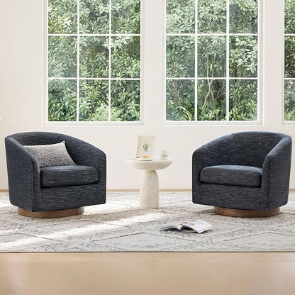 CHITA Swivel Accent Chair Set of 2, FSC Certified Upholstered Fabric Barrel Chair for Living Room, Fully Assembled, Midnight