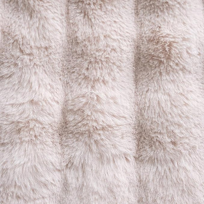 Neelvin Beige Faux Fur Cozy Soft Double-Sided Decorative Throw Pillow Covers 16x16 inch Set of 2,Velvet Pillowcase Cushion Case for Sofa Couch