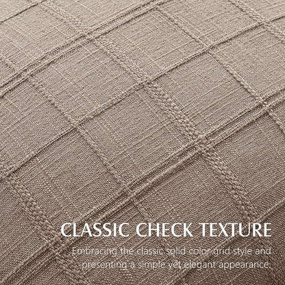 Foindtower Set of 2 Decorative Linen Check Throw Pillow Covers Neutral Farmhouse Vintage Cushion Covers Modern Boho Home Decor for Sofa Chair Couch Bedroom Living Room,26×26 Inch,Tan Taupe