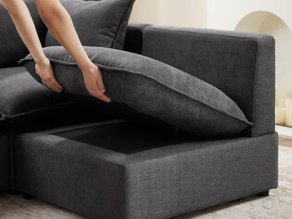 VANOMi Modular Sectional Sofa, 5 Seater Sofa with Reversible Chaise for Living Room, L Shape Sofa