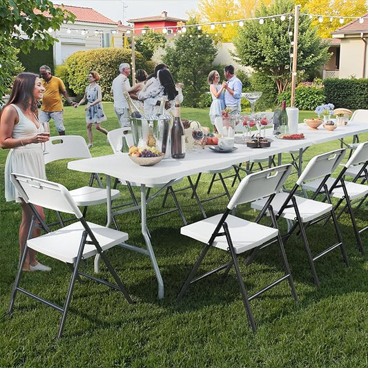 48 Pack Folding Chairs, 700lbs Capacity Heavy Duty Folding Chair with Reinfoced Steel Frame for Indoor/Outdoor Use, White Plastic Foldable Chairs for Party, Patio, Meeting, Wedding and School