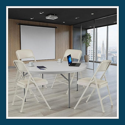 OEF Furnishings OEF1200 Series Premium Heavy Duty Vinyl Padded Folding Chairs, Commercial Grade 500 lb Capacity (4-Pack, Warm Gray)