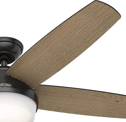 Hunter Fan 52 inch Contemporary Matte Black Indoor Ceiling Fan with Light Kit and Remote Control (Renewed)