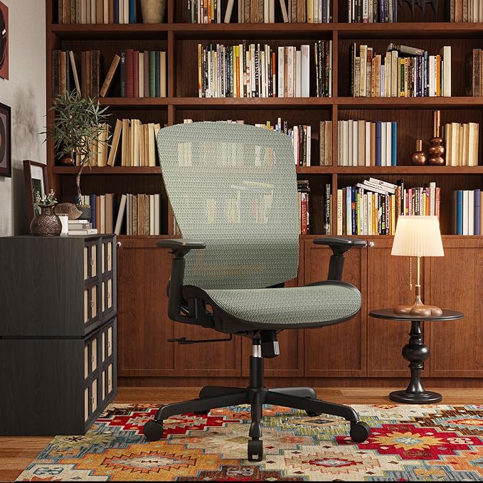 ELABEST T96 Mesh Office Chair,Ergonomic Computer Desk Chair,Sturdy Task Chair- Adjustable Lumbar Support & Armrests,Tilt Function,Comfort Wide Seat,Swivel Home Office Chair