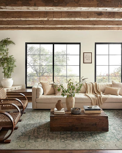 Loloi Magnolia Home by Joanna Gaines Sinclair Collection SIN-05 Jade/Sand 2'-0" x 5'-0", .25" Pile Height, Machine Washable, Accent Rug