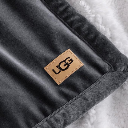 UGG Bliss Throw Blanket Plush Soft Fleece Fluffy Blankets for Bed or Couch Oversized Warm Reversible Machine Washable Medium Weight Home Decor Giftable Throw, 50-inch x 70-inch, Imperial Blue