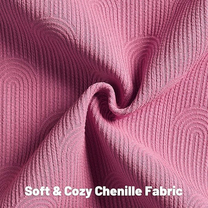 FUTEI Hot Pink Chenille Decorative Throw Pillow Covers 22x22 Inch Set of 2,Soft Cozy Striped Geometric Patterns Cushion Cases,Modern Home Decor for Couch Bed Living Room