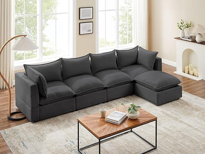 VANOMi Modular Sectional Sofa, 5 Seater Sofa with Reversible Chaise for Living Room, L Shape Sofa
