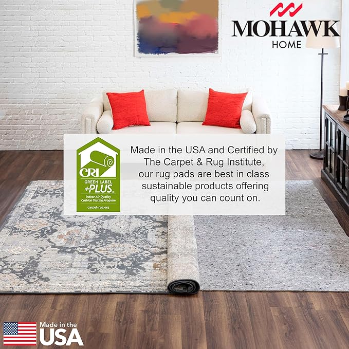 Mohawk Home 11' 1" x 15' 8" Non Slip Rug Pad Gripper 3/8 Thick Dual Surface Felt + Rubber Gripper - Safe for All Floors