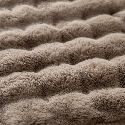 Pack of 2 Thick Plush Throw Pillow Covers Fluffy Wave Faux Fur Decorative Cushion Covers Soft Wool Pillowcase for Sofa Couch Livingroom 20x20 Inch Taupe