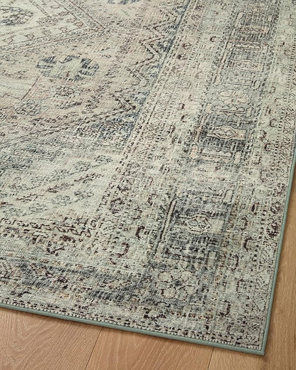 Loloi Magnolia Home by Joanna Gaines Sinclair Collection SIN-04 Natural/Sage 2'-3" x 7'-6", .25" Pile Height, Machine Washable, Runner Rug