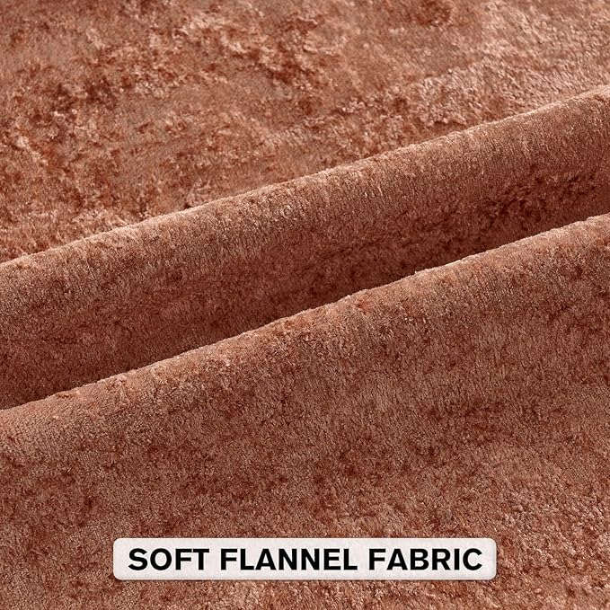 FUTEI Rust Flannel Throw Pillow Covers 16x16 Inch Set of 2,Soft Dimensional Textured Cushion Cases,Modern Home Decor for Couch Living Room