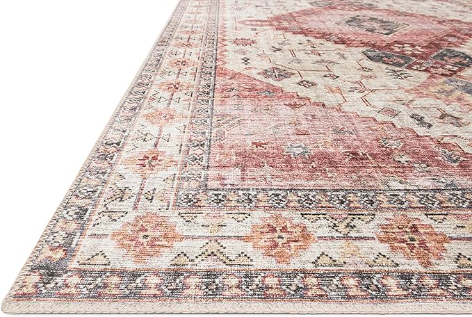 Loloi Skye Collection SKY-02 Ivory/Berry 2'-6" x 12'-0" Runner Rug