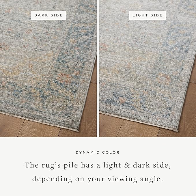Loloi Magnolia Home by Joanna Gaines Millie Collection MIE-04 Slate/Multi 2'-7" x 14', .25" Pile Height, Runner Rug