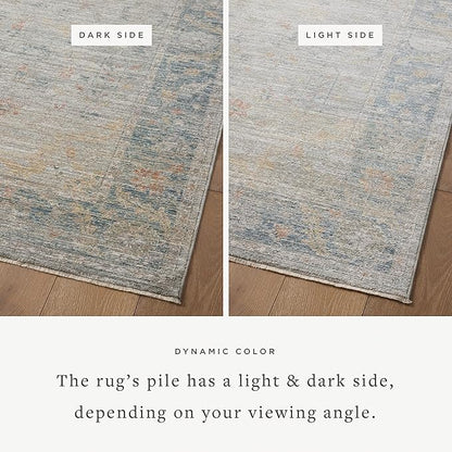 Loloi Magnolia Home by Joanna Gaines Millie Collection MIE-04 Slate/Multi 9'-6" x 9'-6", .25" Pile Height, Round Area Rug