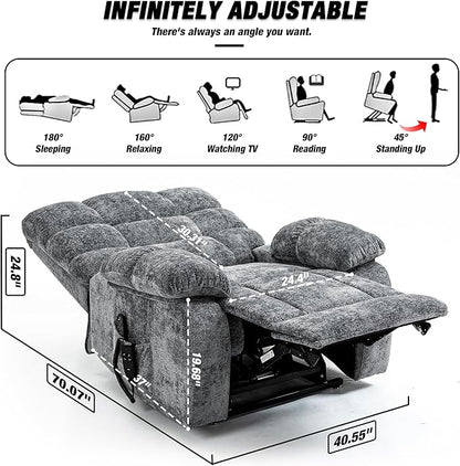 Lazy Boy Recliner Chair with Lumbar Heating ， Adjustment Power Lift Recliner Chair for Elderly/Big and Tall Recliners for People Up to 6'2"/350lb Range