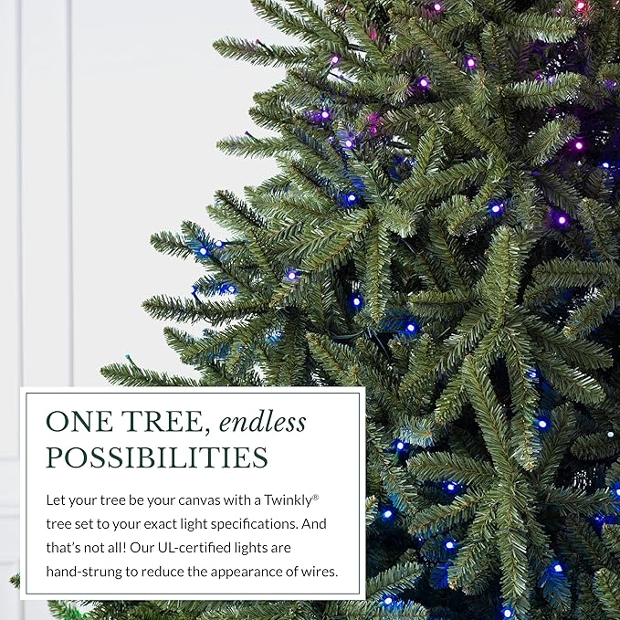 Balsam Hill 6.5ft Pre-Lit Classic Blue Spruce Artificial Christmas Tree with 2,144+ Tips, 330 Twinkly LED Smart Lights, Easy Plug Technology & Premium Stand for Indoor Holiday Decorating