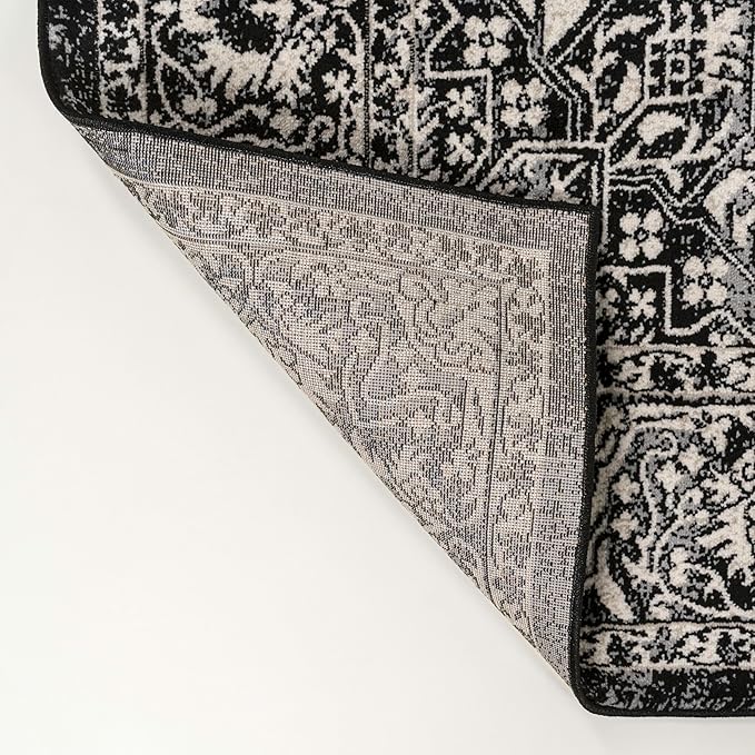 JONATHAN Y Vintage Medallion Indoor Area Rug Black 8X10, Modern Boho for Living Room, Bedroom, Kitchen, Office, Easy-Cleaning, High Traffic, Pet-Friendly, Non-Shedding MDP100D-8