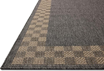 Loloi Chris Loves Julia Providence Collection PRC-01 Charcoal/Natural 2'-3" x 3'-9", .12" Pile Height, Indoor/Outdoor Runner Rug
