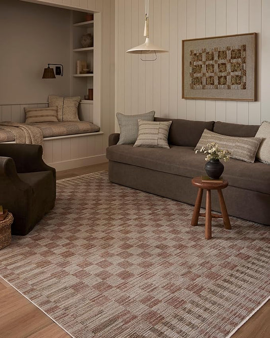 Loloi Amber Lewis Cali Collection CIL-06 Brick/Natural 3'-6" x 5'-6", .25" Pile Height, Accent Rug