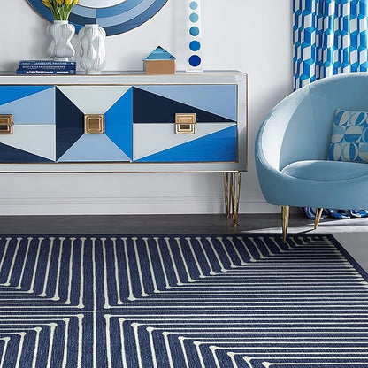 RUGGABLE x Jonathan Adler Machine Washable Modern Area Rug – Inkdrop Lapis Blue 6x9, Stain-Resistant, Non-Slip – Medium Rugs for Living Room, Bedroom, Hallway, Entryway & Office–with Cushioned Pad