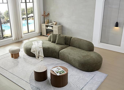135" Curved Sofa Couch Modern Oversized 6-Seat Upholstery Boucle Sectional Sofa Couch with Pillows for Living Room Apartment Furniture,No Assembly Needed (Green+Left-Facing)