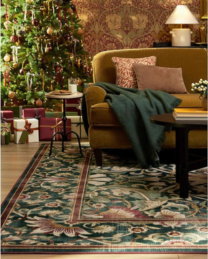 RUGGABLE x Morris & Co Machine Washable Area Rug – Lodden Soft Evergreen & Gold 5x7, Stain-Resistant, Non-Slip – Medium Rugs for Living Room, Bedroom, Hallway, Entryway & Office–with Standard Pad