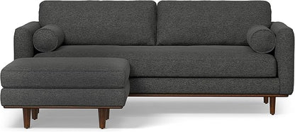 SIMPLIHOME Morrison Mid-Century Modern 89 inch Wide Sofa with Ottoman Set in Charcoal Grey Tightly Woven Performance Fabric for the Living Room and Family Room
