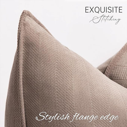 ZWJD Khaki Pillow Covers 26x26 Set of 2 Chenille Throw Pillow Covers with Elegant Design Soft and Luxurious Decorative Throw Pillows for Couch, Bed, and Home Decor