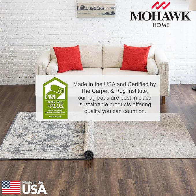 Mohawk Home 6' x 6' Non Slip Grip Rug Pad 1/4 Thick Felt + Rubber Backing - Dual Surface Safe for All Floors
