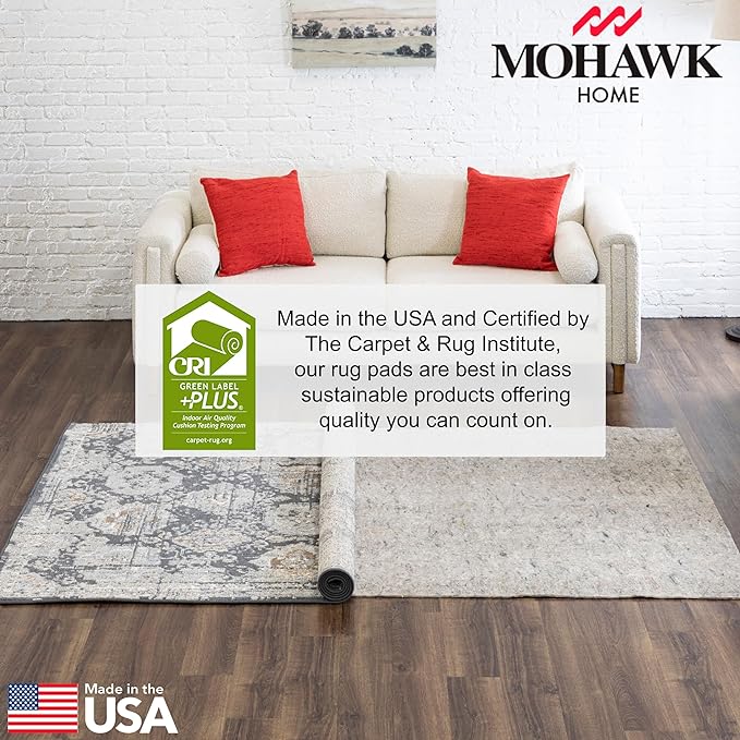 Mohawk Home 7' x 10' Non Slip Rug Pad Gripper 1/4 Thick Dual Surface Felt + Rubber Gripper - Safe for All Floors