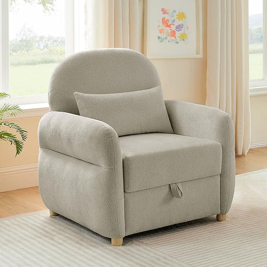 33.5" Mordern Accent Chairs,Reading Chair with Storage,Single Sofa in Chenille Fabric for Living Room, Bedroom and Compact Spaces. (Grey)