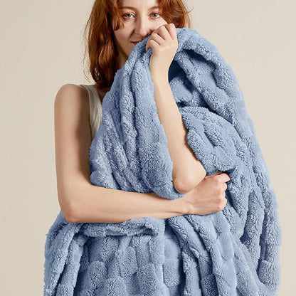 Bedsure GentleSoft Full Size Blankets for Bed Ashley Blue - Super Soft Cozy Fleece Blanket for Women Men Girls, Large Fuzzy Throws for Bedroom Decor, 84x90 Inches
