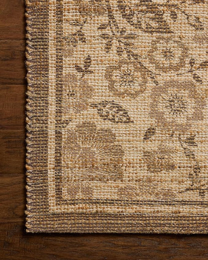 Loloi Chris Loves Julia Rue Collection RUE-03 Bark/Mocha 5'-0" x 7'-6" Area Rug Jute Neutral Floral Living Room Bedroom Rug