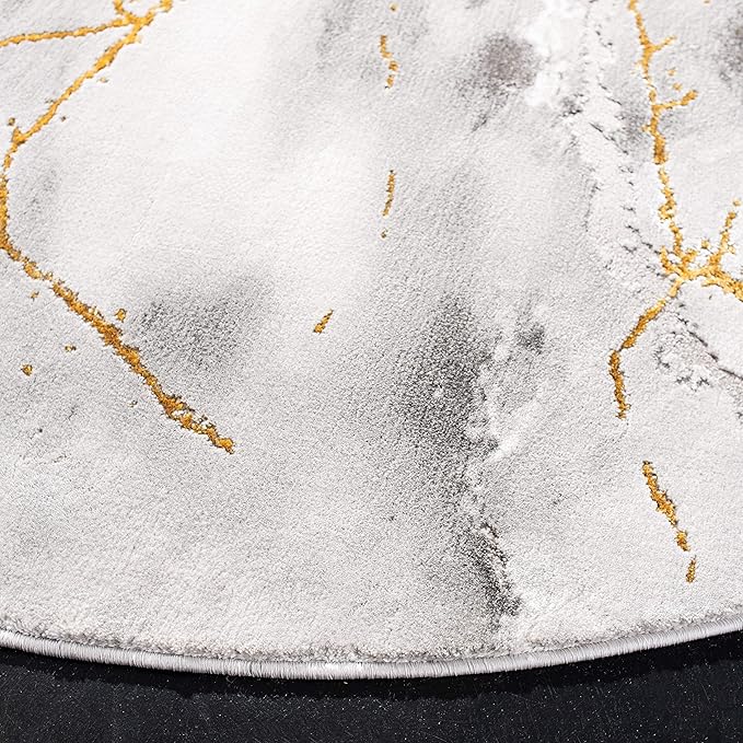 SAFAVIEH Craft Collection Area Rug - 10' Round, Grey & Gold, Modern Abstract Design, Non-Shedding & Easy Care, Ideal for High Traffic Areas in Living Room, Bedroom (CFT877F)