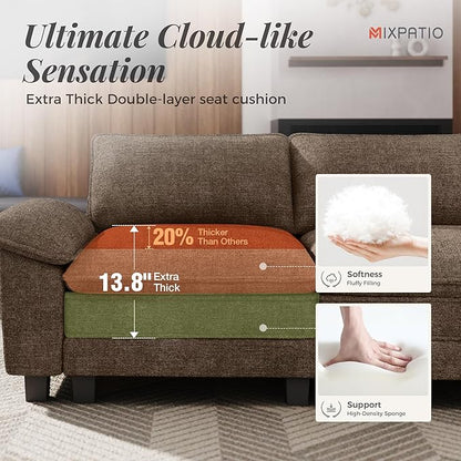 53.5" Cloud Modular Sectional Single Sofa, Deep Seat Armchair with Plush Chenille & Removable Arms for Living Room, Taupe