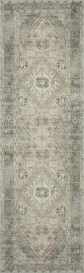 Loloi Magnolia Home by Joanna Gaines Sinclair Collection SIN-04 Natural/Sage 7'-6" x 9'-6", .25" Pile Height, Machine Washable, Area Rug