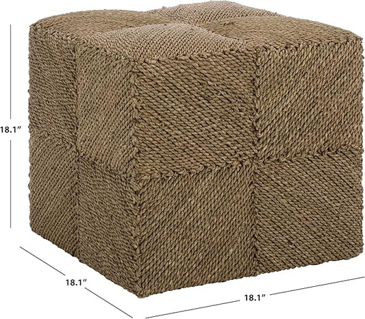 SAFAVIEH Couture Collection - Malta Natural Woven Seagrass Square Ottoman, Fully Assembled (CWK2028A)