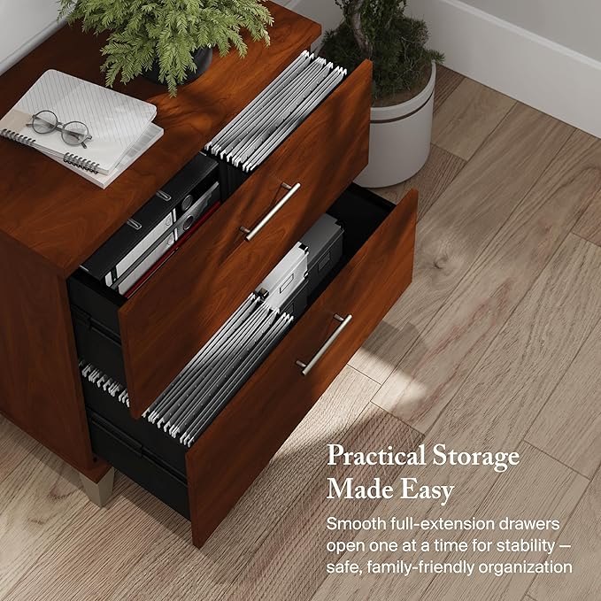 Bush Furniture 2 Drawer Lateral File Cabinet, Letter and Legal-Size Document Storage for Home or Professional Office, Somerset Collection, Hansen Cherry