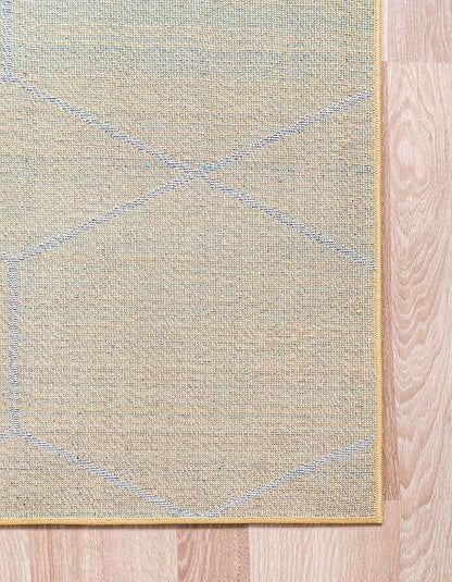 Unique Loom Trellis Frieze Collection Area Rug - Geometric (5' Square, Yellow/ Ivory)