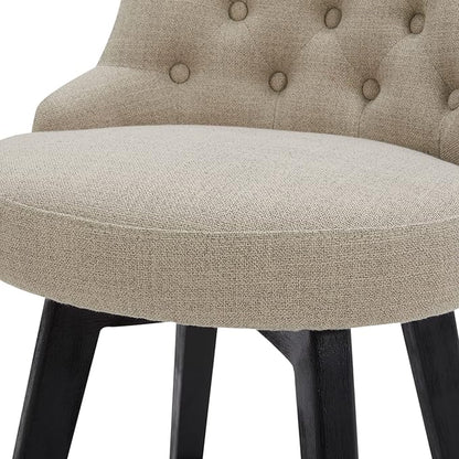 Watson & Whitely Modern Swivel Bar Stools, Performance Fabric Upholstered Counter Height Bar Stool with Back, Solid Wood Legs, 26" H Seat, Set of 2, Tan