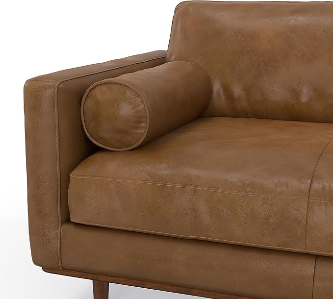 SIMPLIHOME Morrison Right Sectional Sofa in Full-Grain Genuine Leather, Caramel Brown, 102-inches Wide, L-Shaped Leather Couch with Right Chaise for the Living Room and Family Room