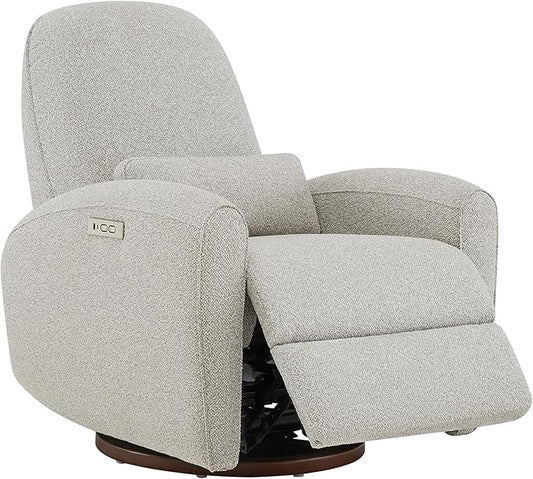 Watson & Whitely Swivel Glider Chairs, Nursery Rocking Chairs Power Recliner with Pillow Lumbar Support Charging Ports & Solid Wood Base for Living Room, Grey