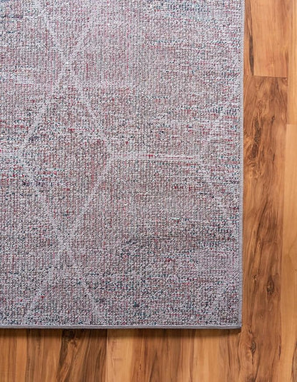 Unique Loom Trellis Frieze Collection Area Rug - Geometric (2' x 13' Runner, Blue Multi/ Ivory)