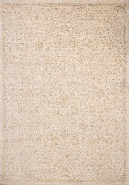 Loloi Chris Loves Julia Palma Collection PLM-01 Ivory/Sand 2'-3" x 3'-10" Fringe Accent Rug Vintage Style Boho Living Room Bedroom Carpet