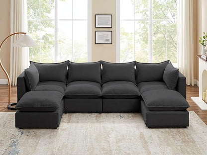 VANOMi Modular Sectional Sofa, 6 Seater Sectional Sofa Modular Sectional Couch for Living Room, U Shape Sofa
